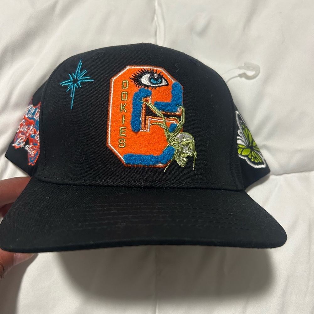 🔥🍪Cookies Black Snapback Hat Embroidered Butterfly Spider Floral Patches🍪🔥